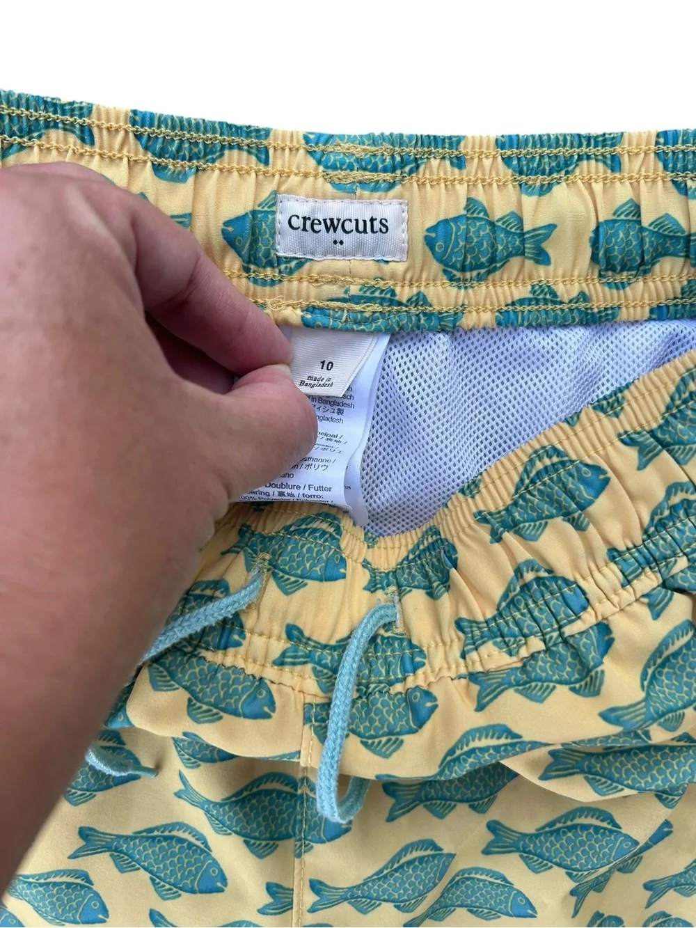 Boys J Crew Swim Trunks Yellow Fish Fishing Crewcuts Size 10 Years